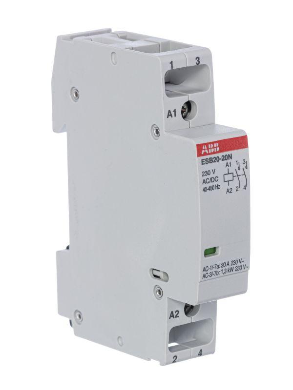 Контактор ABB модульный ESB20-20N-06 (20А АС-1 2НО) катушка 230В AC/DC 1SBE121111R0620