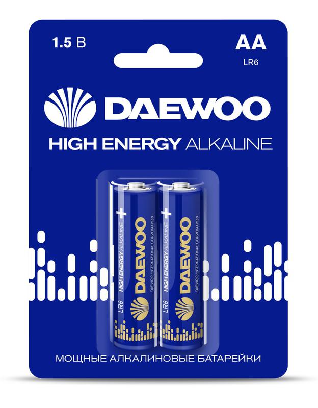 Элемент питания алкалиновый AA/LR6 1.5В High Energy Alkaline 2021 BL-2 (уп.2шт) DAEWOO 5030299