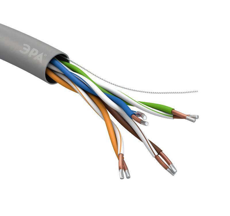 Кабель витая пара U/UTP кат.5E 4х2х24AWG solid CCA PVC Simple сер. (м) Эра