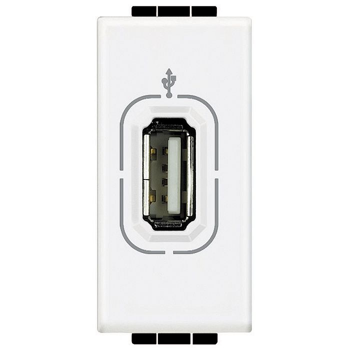 Разъём USB BTicino LIVING LIGHT, скрытый монтаж, белый, N4285