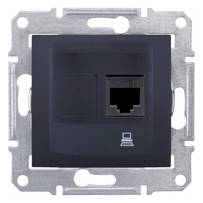 Розетка компьютерная RJ45 Schneider Electric SEDNA, скрытый монтаж, графит, SDN4300170